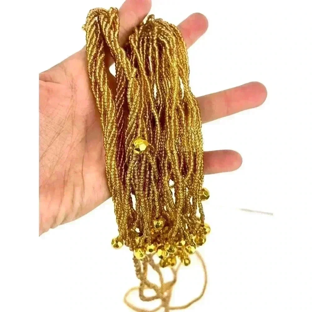 VTG Golden Yellow Mini Seed Bead Tassels - 2 Pc 60